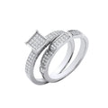 Silver Bridal Set Square Top CZ Half ET Rings
