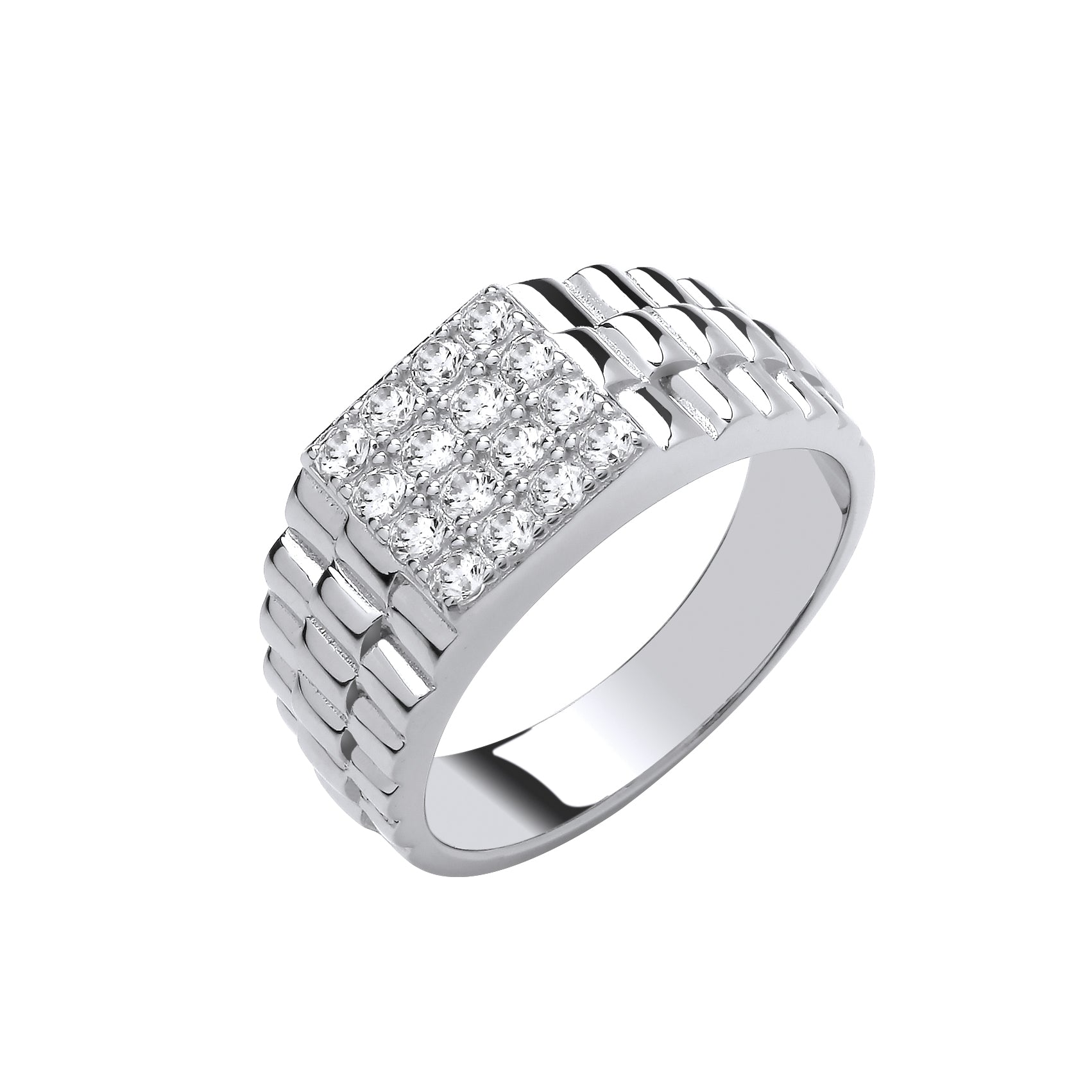 Silver Square Top Gents CZ Ring