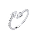 Silver Cross-Over Pear Shape CZs Ring