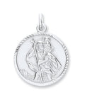 Silver St Christopher D/C, Plain Back Pendant