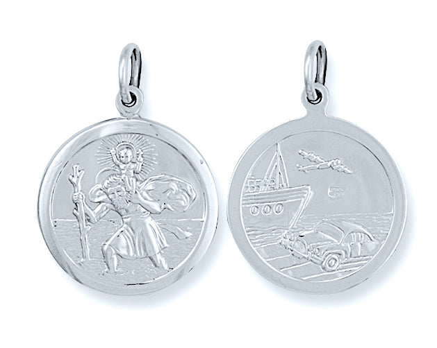 Silver Double Sided St Christopher Pendant