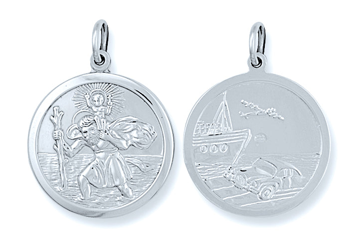 Silver Double Sided St Christopher Pendant