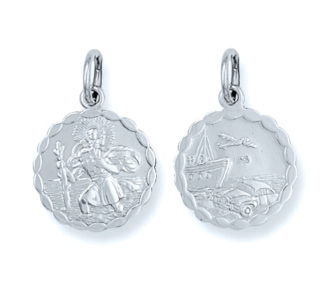 Silver Double Sided Fancy St Christopher Pendant
