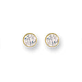 9ct Y/G 6mm Rubover Set Cz Studs