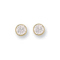 9ct Y/G 7mm Rubover Set Cz Studs