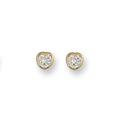 9ct Y/G Rubover Set Heart Shaped Cz Studs