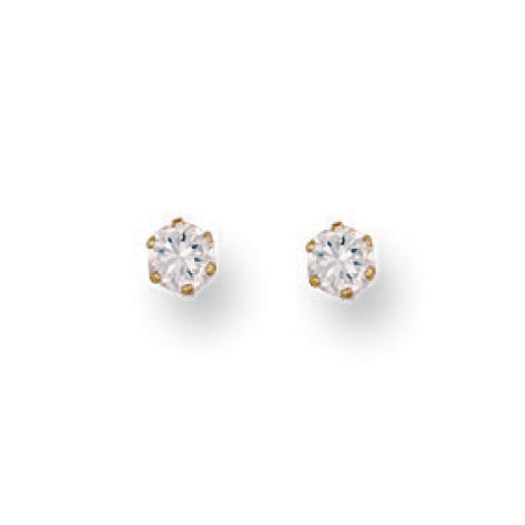 9ct Y/G 3mm Claw Set Cz Studs