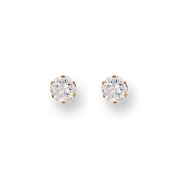 9ct Y/G 4mm Claw Set Cz Studs
