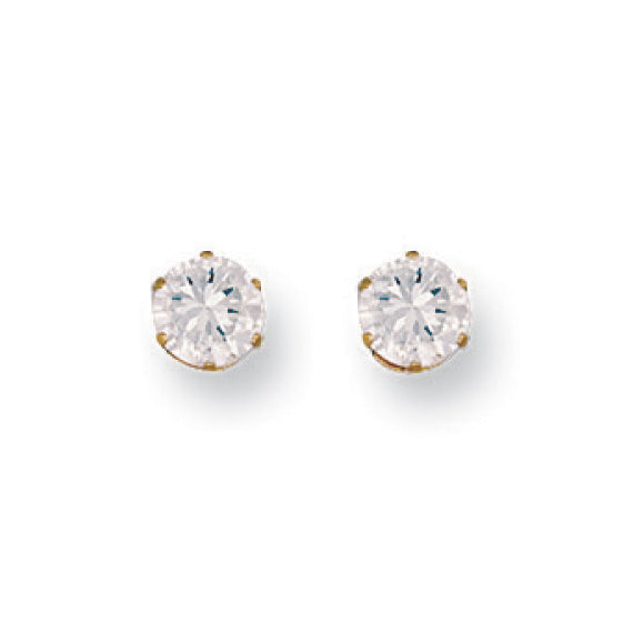 9ct Y/G 5mm Claw Set Cz Studs
