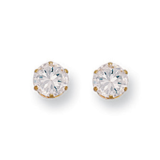 9ct Y/G 6mm Claw Set Cz Studs