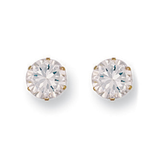 9ct Y/G 7mm Claw Set Cz Studs