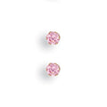 9ct Y/G 3mm Claw Set Pink Cz Studs