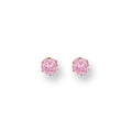 9ct Y/G 4mm Claw Set Pink Cz Studs