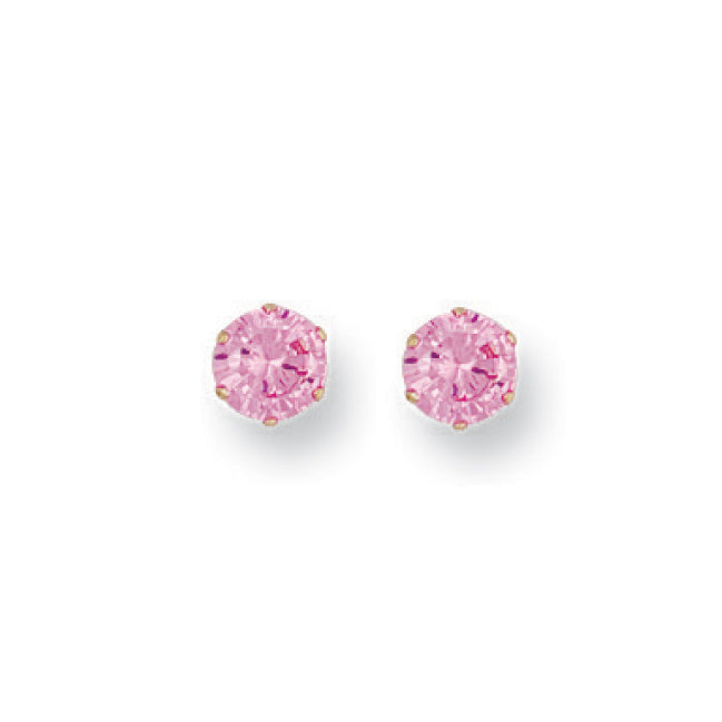 Y/G 5mm Claw Set Pink Cz Studs