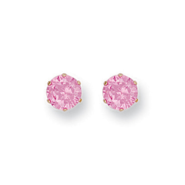 Y/G 6mm Claw Set Pink Cz Studs