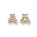 Y/G Cz Teddy Bear Studs