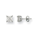 W/G 6mm Claw Set Princess Cut Cz Studs