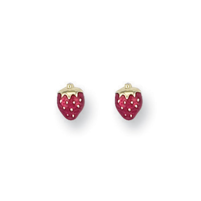 Y/G Enamelled Strawberry Studs