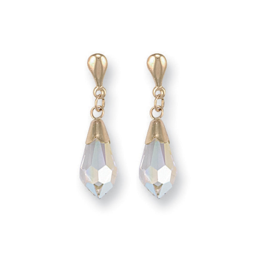 Y/G White Austrian Crystal Drop Studs
