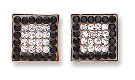 9ct Y/G Black & White Cz Square Studs