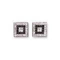 9ct W/G Black & White Cz Square Studs