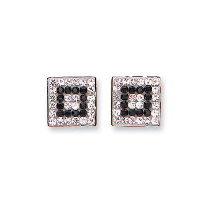 9ct W/G Black & White Cz Square Studs