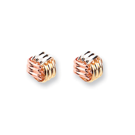 9ct Y W & R/G Fancy Knot Studs