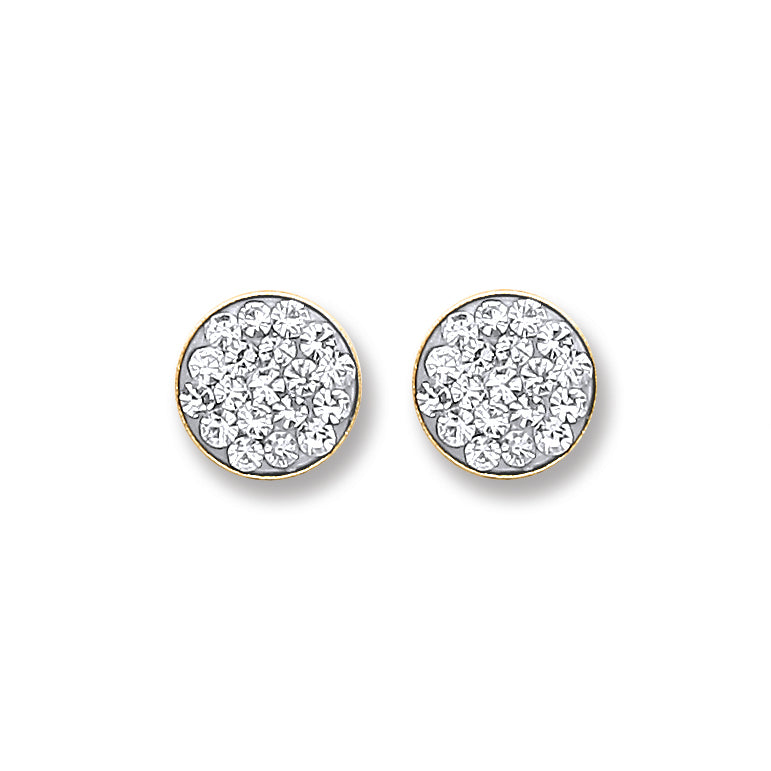 9ct Y/G 6mm Round Crystals Studs