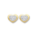 9ct Gold Heart Shape with Crystals Studs