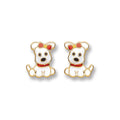 9ct Gold Enameled Puppy Studs