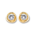 9ct Gold Medium Cz Knot Studs
