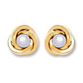 9ct Gold Simulated Pearl Knot Studs