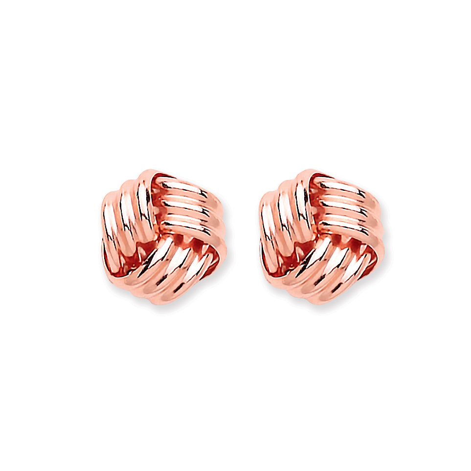 9ct R/G Knot Studs