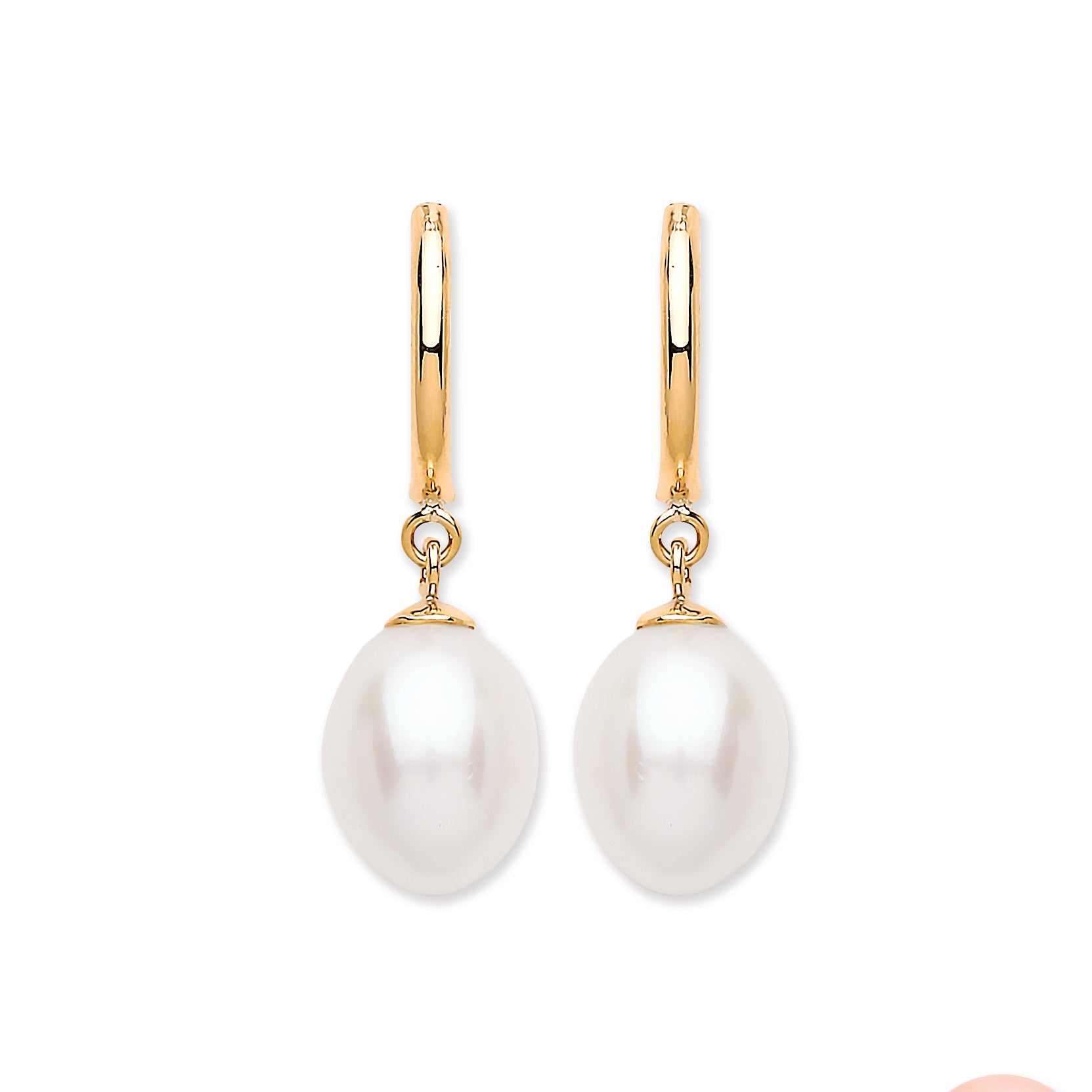 9ct Y/G Freshwater Pearl Drop Studs