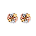 9ct Y, W & R/G Tight Knot Studs