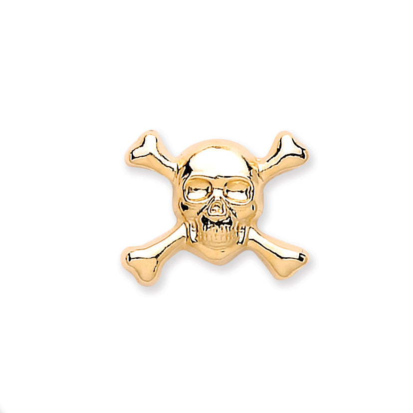 9ct Y/G Skull & Crossbones Single Stud for Men