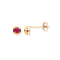 9ct Y/G 3.8mm Ruby Rubover Studs