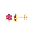9ct Y/G Ruby Flower Studs