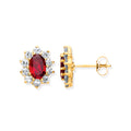 9ct Y/G Ruby & CZs Cluster Studs