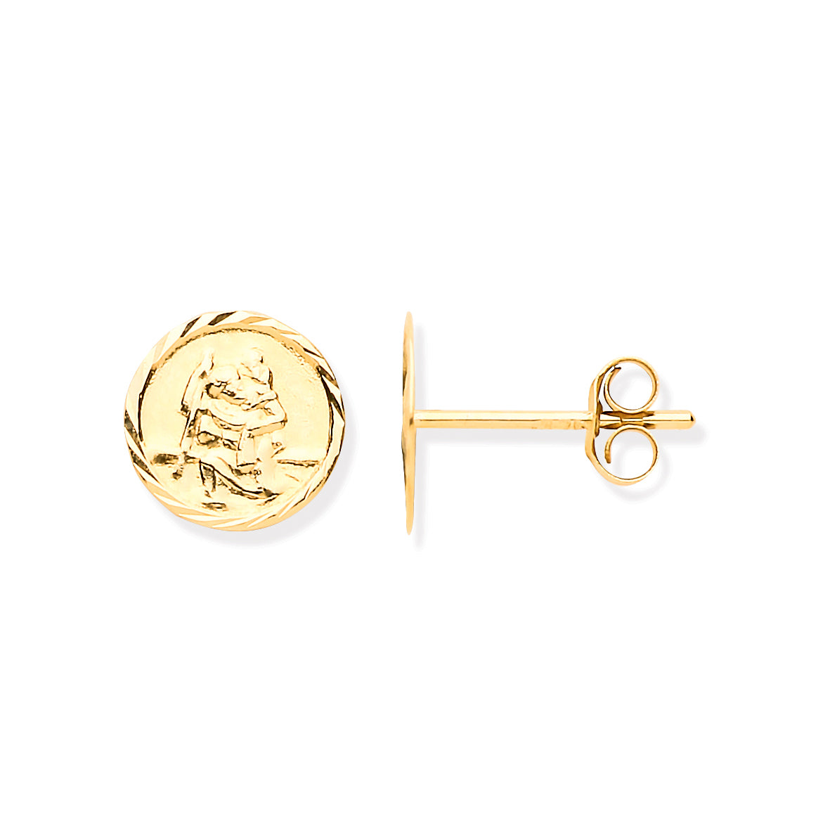 9ct Y/G 6.6mm Saint Christopher Studs