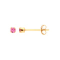 9ct Y/G 2mm Claw Set Pink Crystal Studs