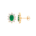 9ct Y/G Emerald & CZs Cluster Studs