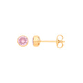 9ct Y/G 4mm Rubover Set Pink CZ Studs