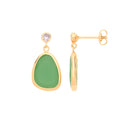 9ct Y/G CZ and Green Glass Drop Studs