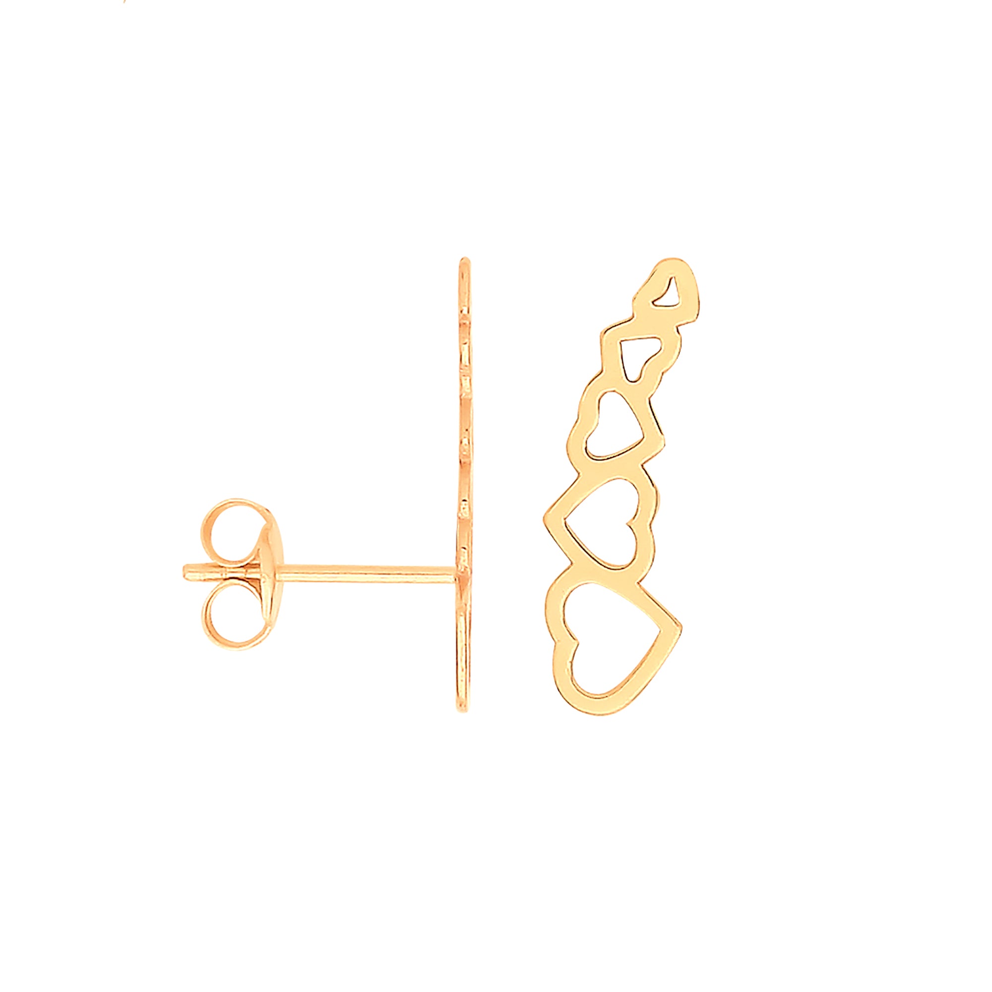 9ct Y/G Graduated Hearts Studs