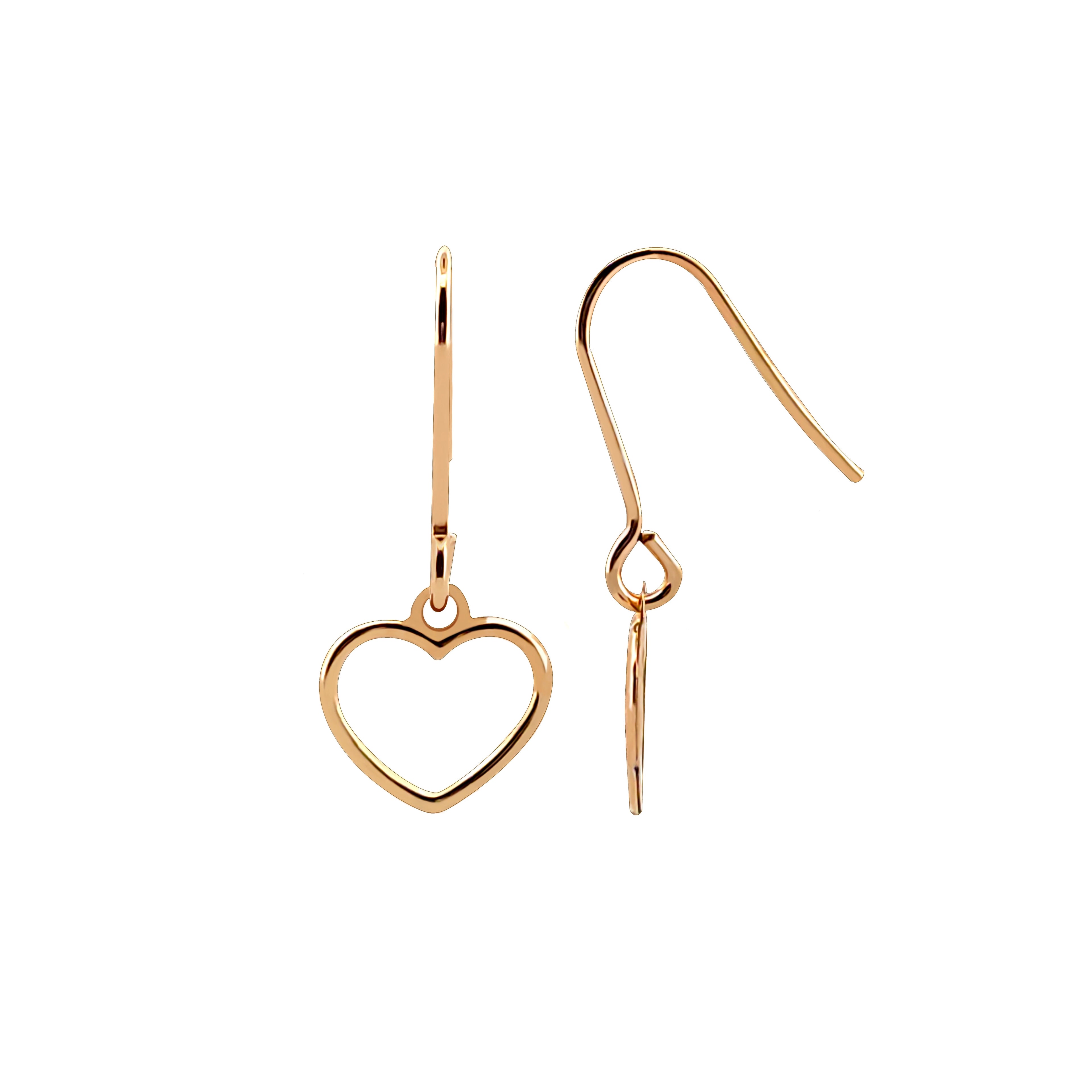 9ct Y/G Heart Drop Studs