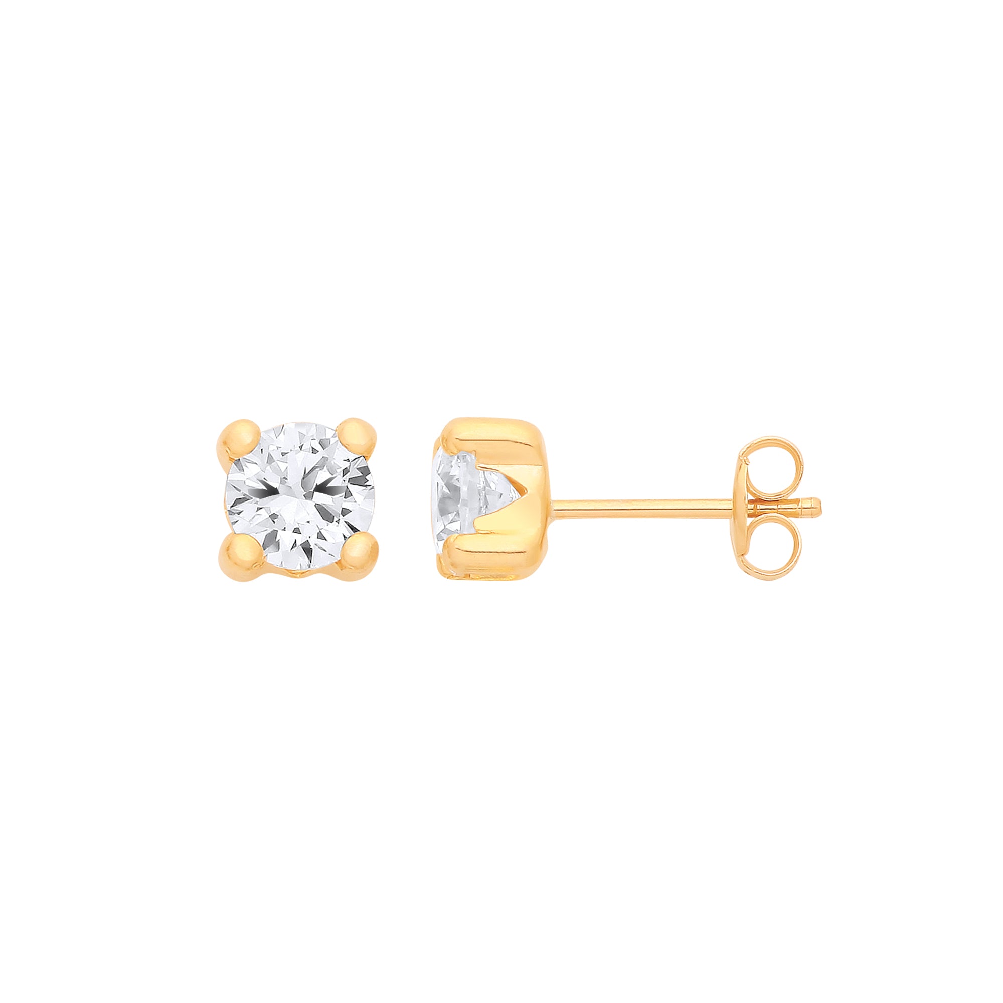 9ct Y/G Round 5mm CZ Studs