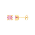 9ct Y/G Round 5mm PINK CZ Studs
