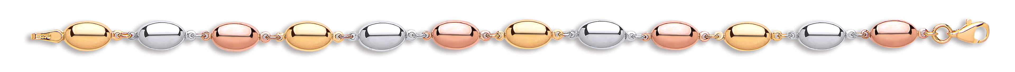 YW & R/G Oval Bead Ladies Bracelet