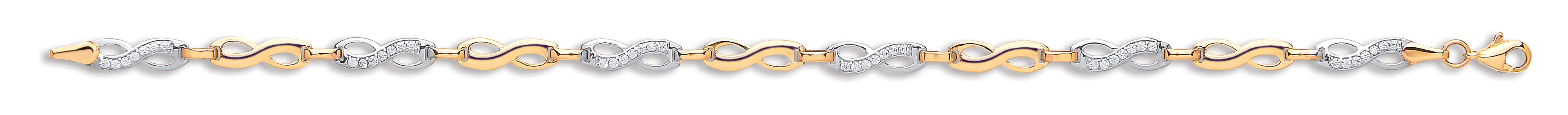 Y & W/G Infinity Cz Ladies Bracelet